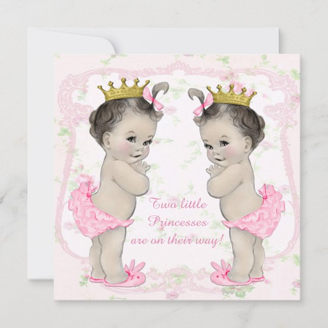 Twin Baby Girl Shower Invitation (Front)