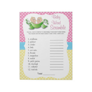 Twin Baby Girl - Two Peas In A Pod Word Game Notepad