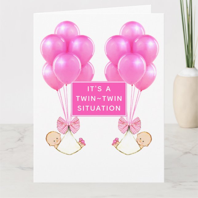 Twin Baby Girls Congrats Card (Front)