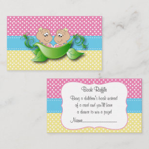 Twin Baby Girls - Two Peas In A Pod Book Raffle Enclosure Card