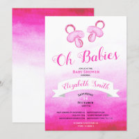 Twin Baby girls watercolor babyshower