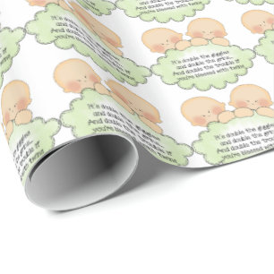 Twin baby poem fun wrapping paper