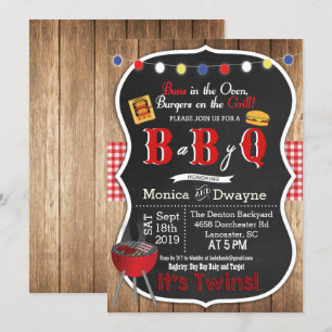 Twin Baby Q BabyQ Couples Shower BBQ Invitation