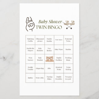 Twin Baby Shower Bingo Game – Printable Party  Flyer
