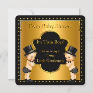Twin Baby Shower Boys Little Gentleman Lt Blonde Invitation