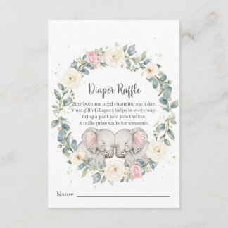 Twin Baby Shower Diaper Raffle Card – Watercolor