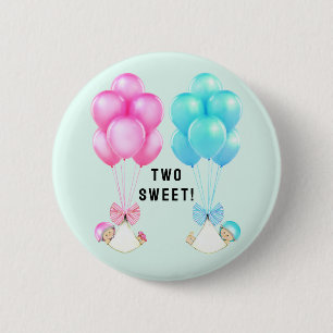 twin baby shower favors 6 cm round badge
