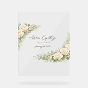Twin Baby Shower Invitation Botanical Greenery Flo Acrylic Sign