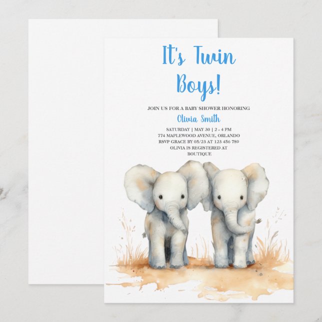 Twin Baby Shower Invitation – Double the Joy Baby  (Front/Back)