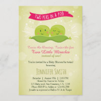 Twin Baby Shower Invitation Two Peas In A Pod Pink