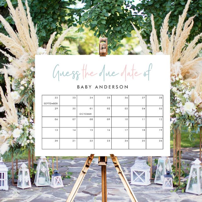 Twin baby shower pink blue modern typography poster (Creator Uploaded)