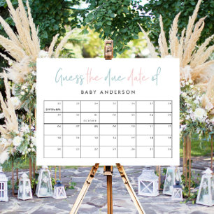 Twin baby shower pink blue modern typography poster