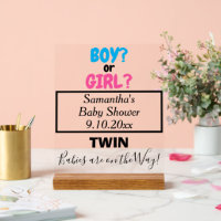 Twin Baby Shower Pink Blue Mum to Be NAME