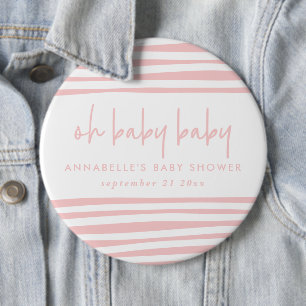 Twin baby shower pink girl modern typography party 6 cm round badge