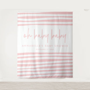 Twin baby shower pink girl modern typography party tapestry