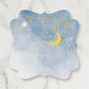 Twin Baby Shower Sun, Moon, Stars Favour Tags