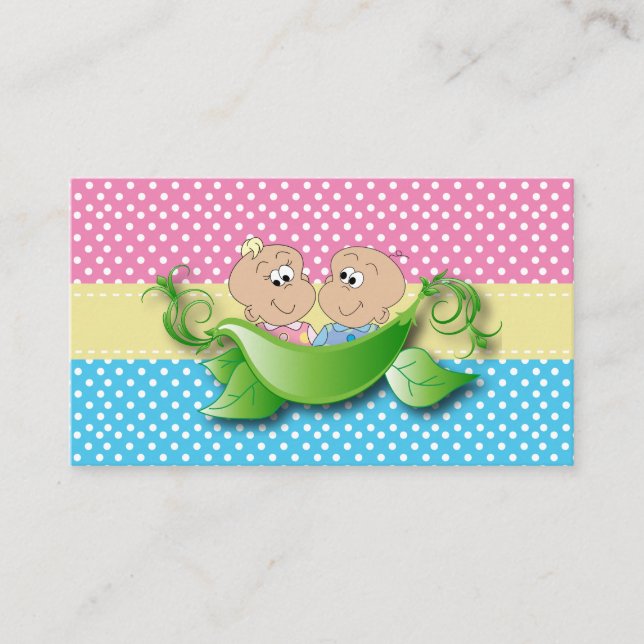 Twin Baby Shower - Two Peas In A Pod Diaper Raffle Enclosure Card (Front)