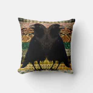 Twin Beaks On Damask Cushion