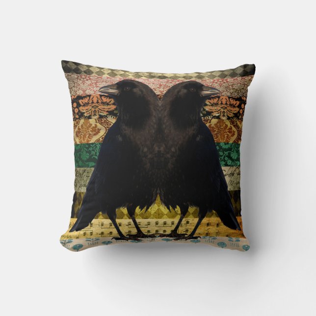 Twin Beaks On Damask Cushion (Front)