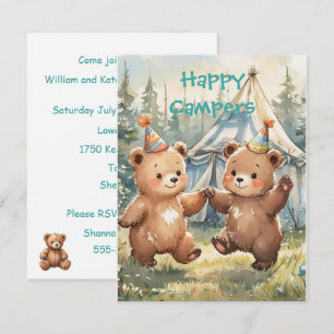 Twin Bear Birthday Digital Download Invitation
