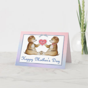 Twin Bears - Boy and Girl on Mother's Day Card