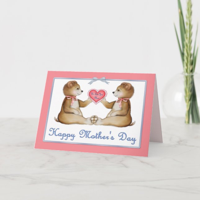 Twin Bears - Girls on Mother's Day Card (Front)