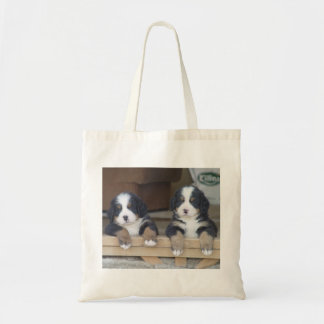 Twin Bernese Mountain Dog Puppies Tote Bag