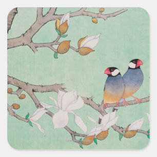 Twin Birds in the Branches Square Sticker