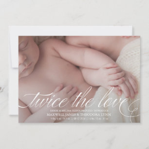 Twin Birth Announcement Twice the Love