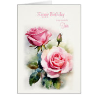 Twin Birthday Roses Painted Watercolor