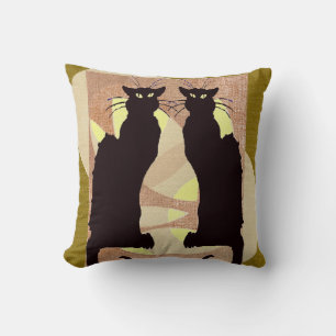 Twin Black Cats Abstract Cushion