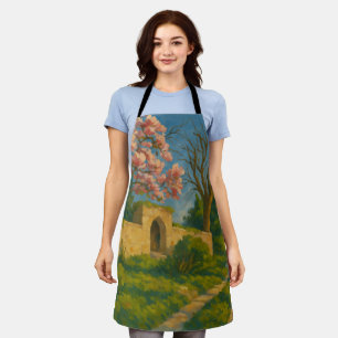 Twin Blossoms – Tranquil Garden Path Painting Apron