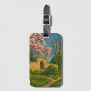 Twin Blossoms – Tranquil Garden Path Painting Luggage Tag