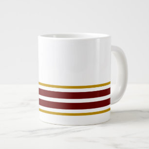 Twin Bold Red Brown Edge Racing Stripes On White Large Coffee Mug