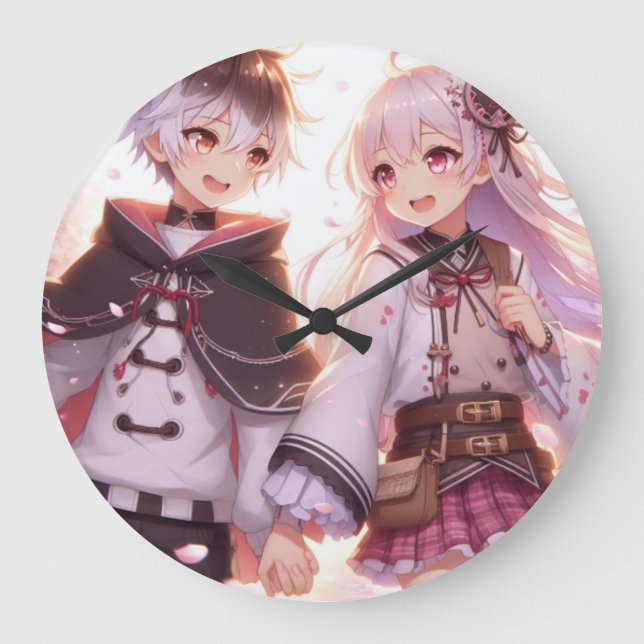 Twin Bonds: Sibling Love Large Clock (Front)