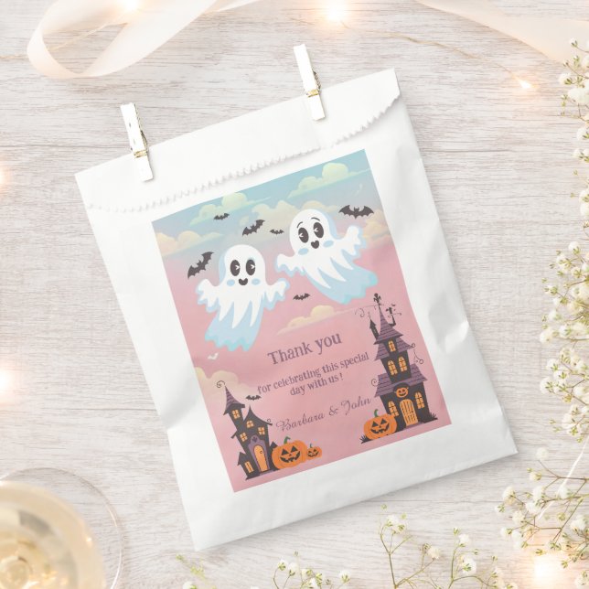 Twin Boo’s Halloween Baby Shower Thank you Favour Bag (Clipped)