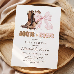 TWIN Boots & Bows Baby Shower Invitation