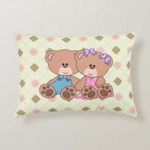Twin Boy and Girl Bear Decorative Cushion