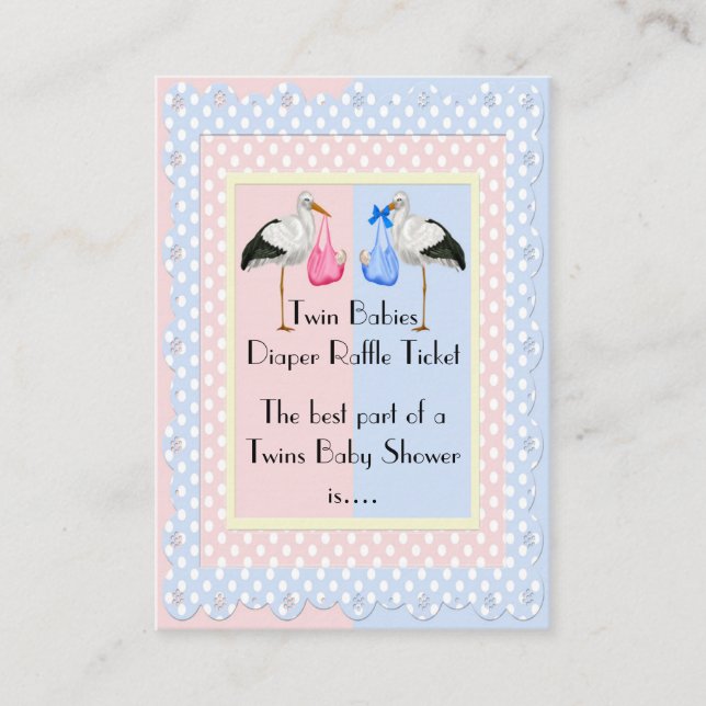 Twin Boy and Girl Diaper Raffle Tickets Enclosure Card (Front)
