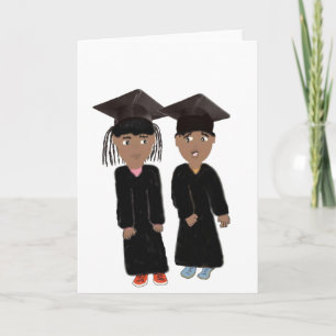 Twin boy and girl graduating card