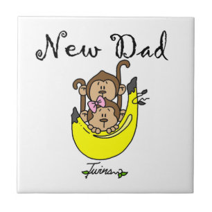 Twin Boy and Girl New Dad Gifts Ceramic Tile