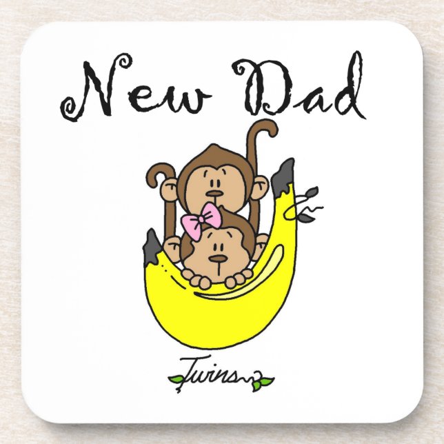 Twin Boy and Girl New Dad Gifts Coaster (Front)
