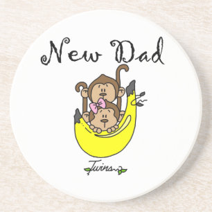 Twin Boy and Girl New Dad Gifts Coaster