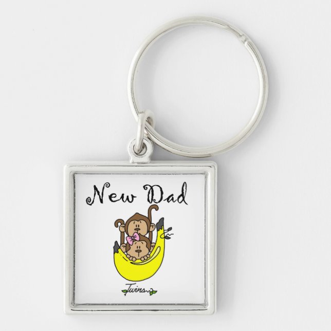 Twin Boy and Girl New Dad Gifts Key Ring (Front)