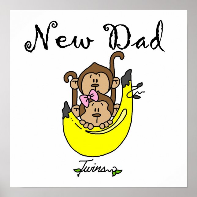 Twin Boy and Girl New Dad Gifts Poster (Front)