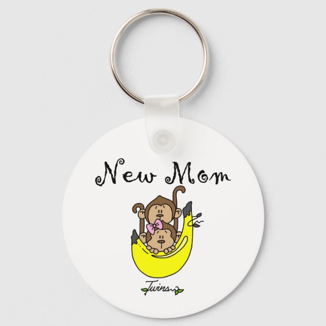 Twin Boy and Girl New Mum Tshirts Key Ring (Front)