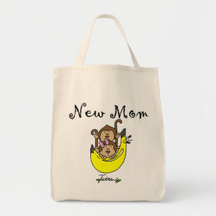 Twin Boy and Girl New Mum Tshirts Tote Bag