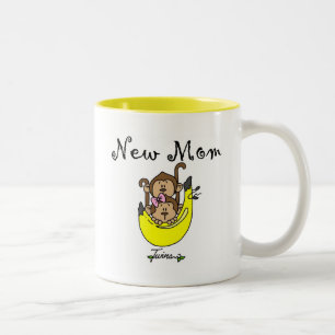 Twin Boy and Girl New Mum Tshirts Two-Tone Coffee Mug