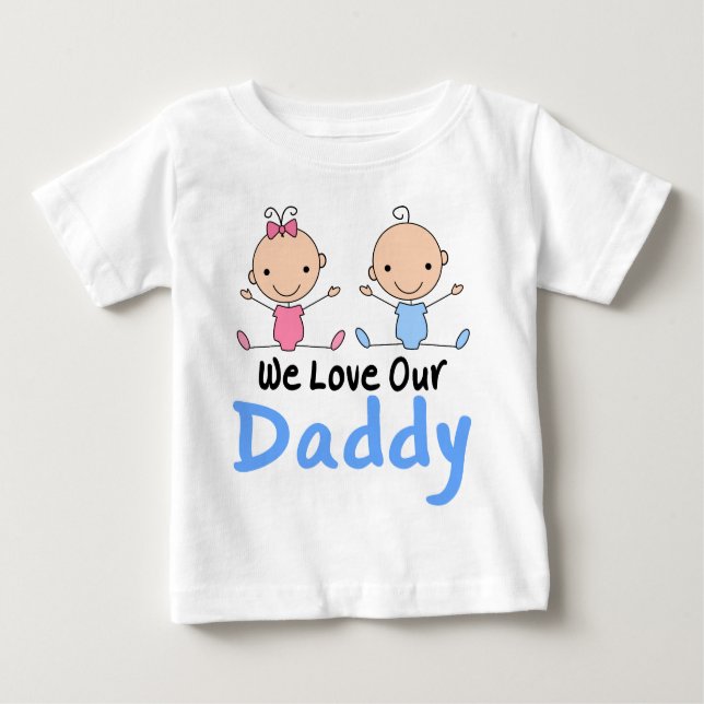 Twin Boy and Girl Stick Figure Babies Baby T-Shirt (Front)