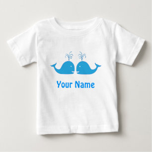 Twin Boy Blue Whale Cute Baby T-Shirt